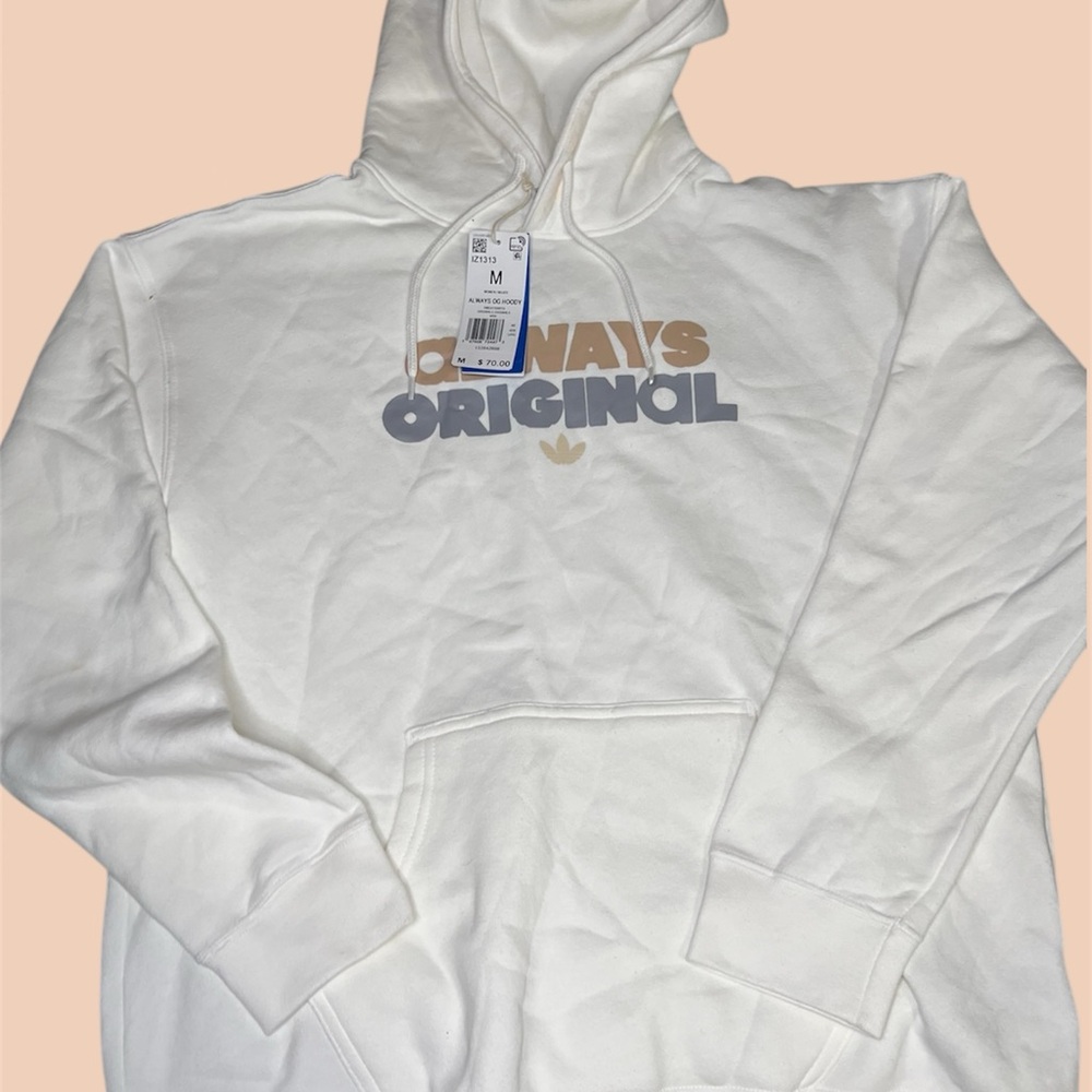 Adidas Cream and Gray Always Original Hoodie